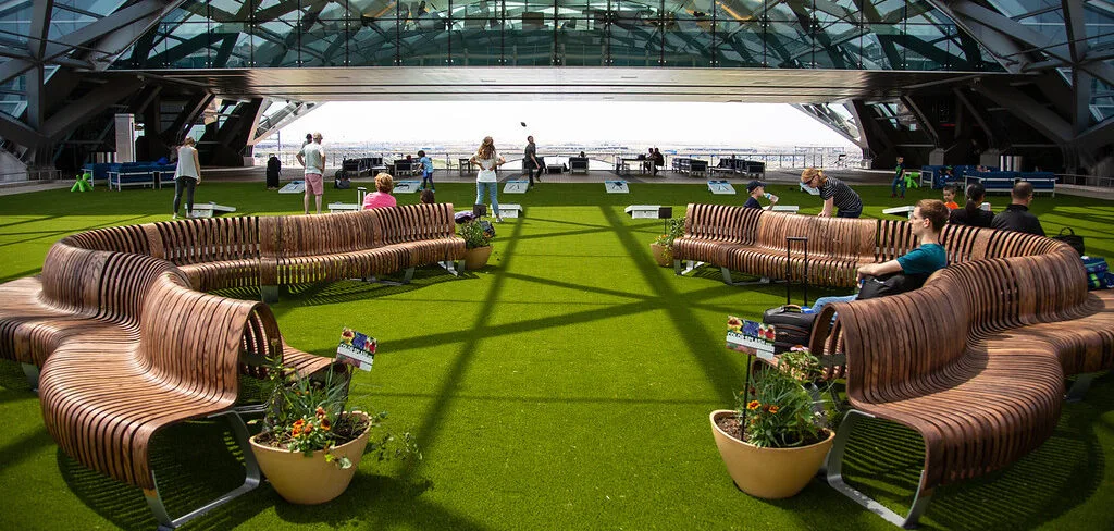 Open Air Plaza park at Denver Airport